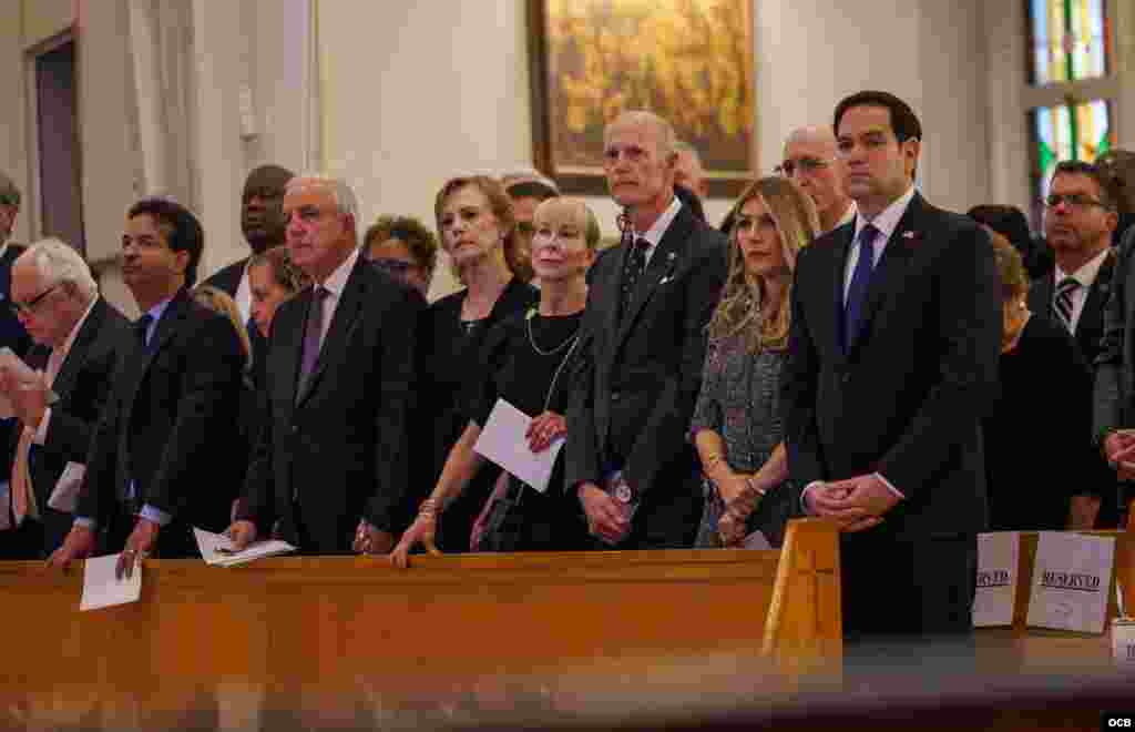 Marco Rubio, secretario de Estado de los Estados Unidos, durante la misa de recordatorio de Lincoln Díaz-Balart.